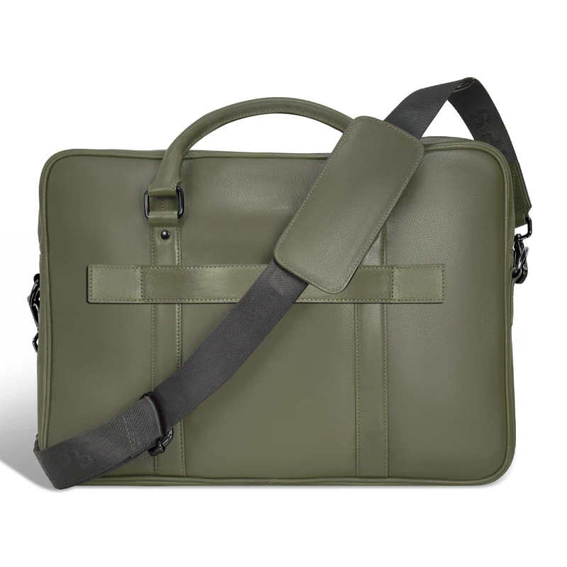 Onyx / Leather Slim Briefcase *Drop Ship*