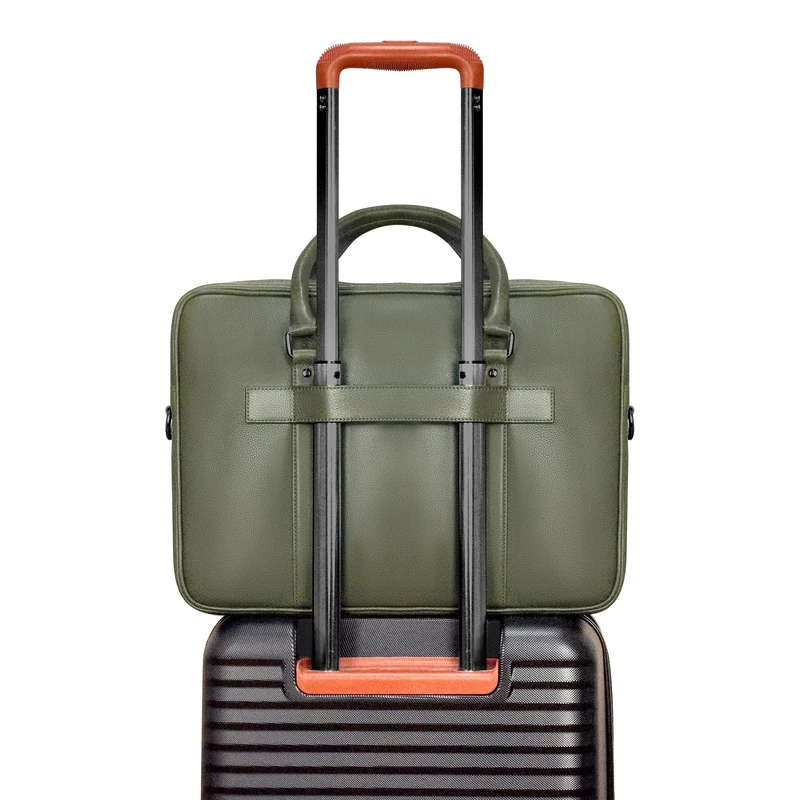 Onyx / Leather Slim Briefcase *Drop Ship*