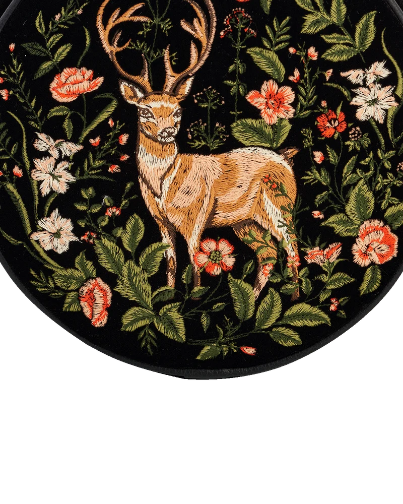 Black Embroidered Circle Bag