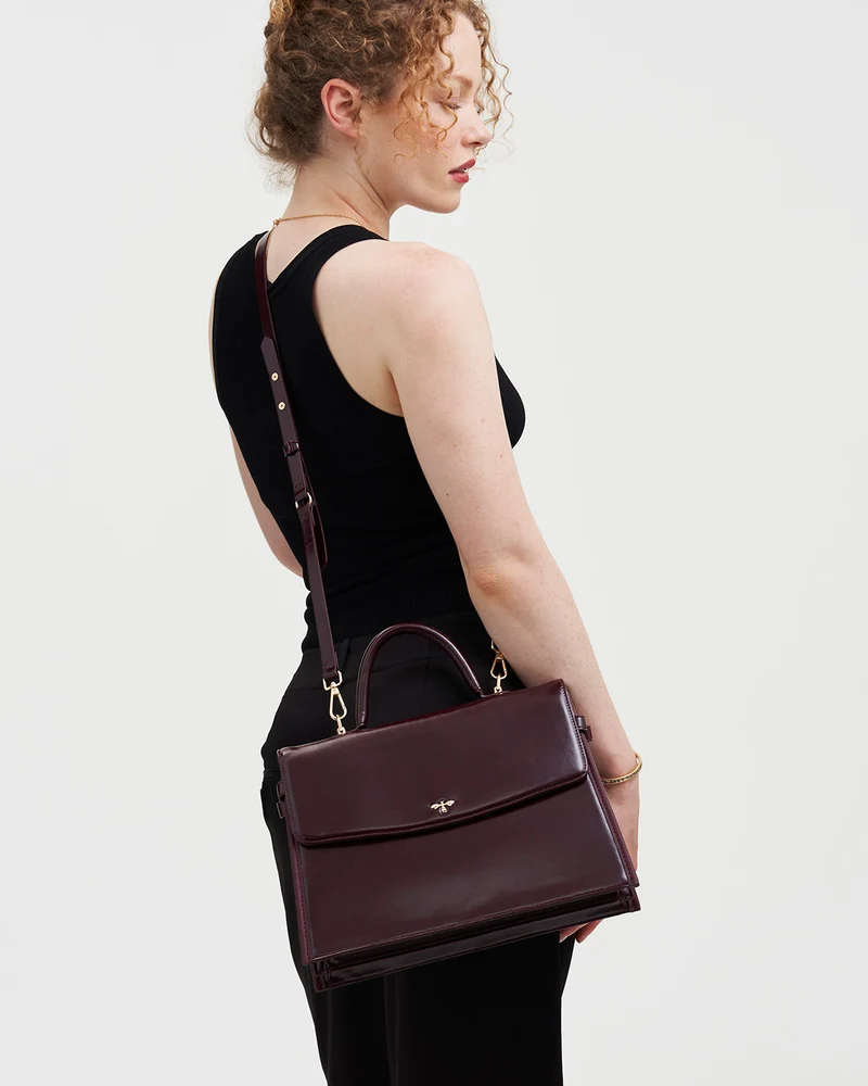 Cherry Red Structured Tote Medium