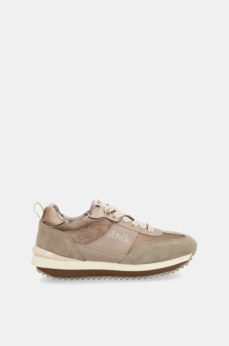 Baskets beige semelle multicolore
