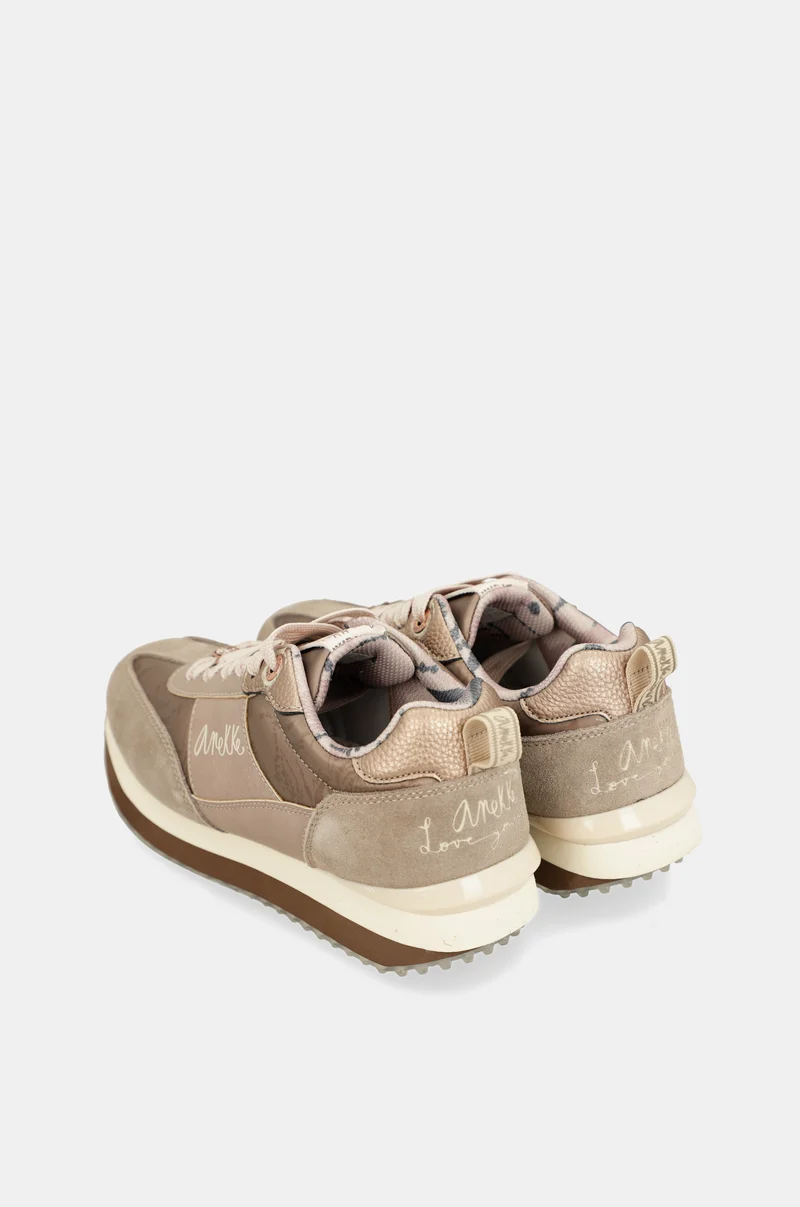 Baskets beige semelle multicolore
