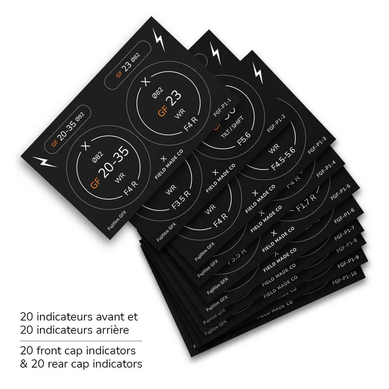 Indicateurs d'objectifs avant/arrière Fujifilm GF