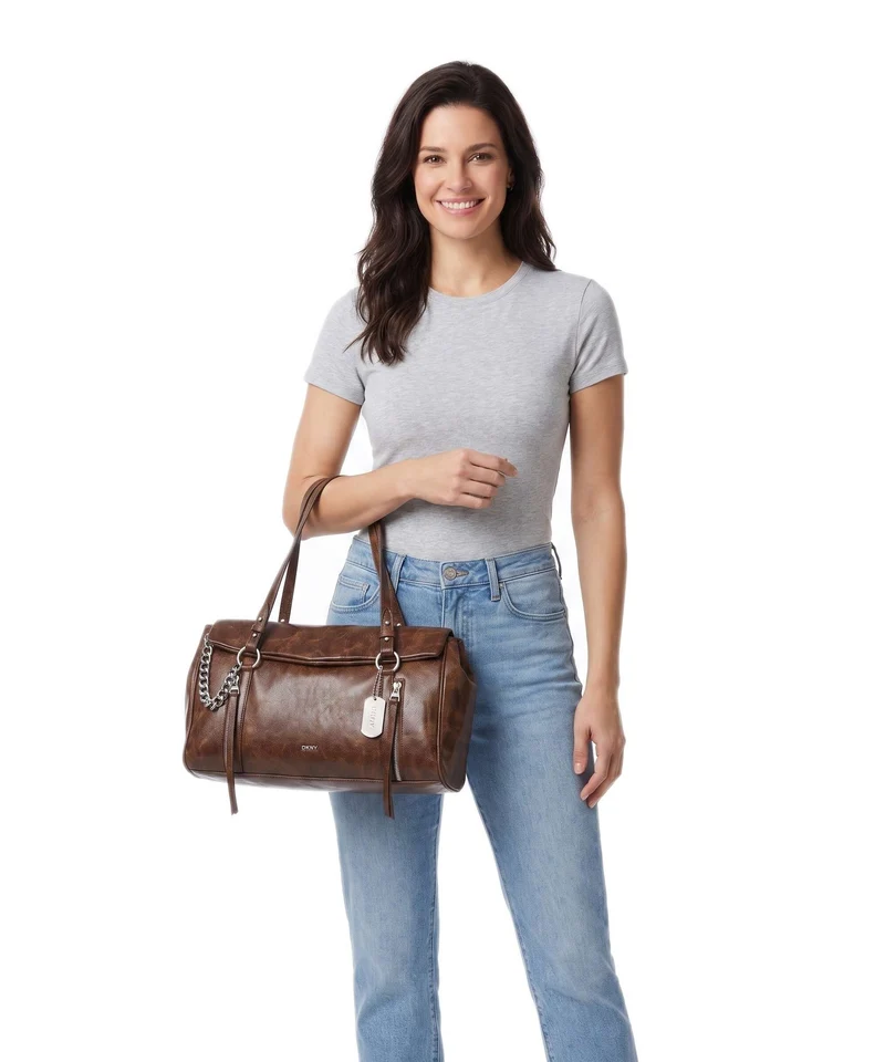 DKNY Skye Medium Sac porté épaule walnut