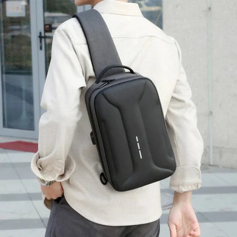 Sac de Poitrine Antivol | Tissu Imperméable et Port Usb
