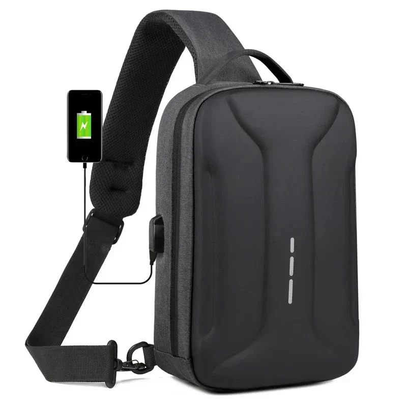 Sac de Poitrine Antivol | Tissu Imperméable et Port Usb