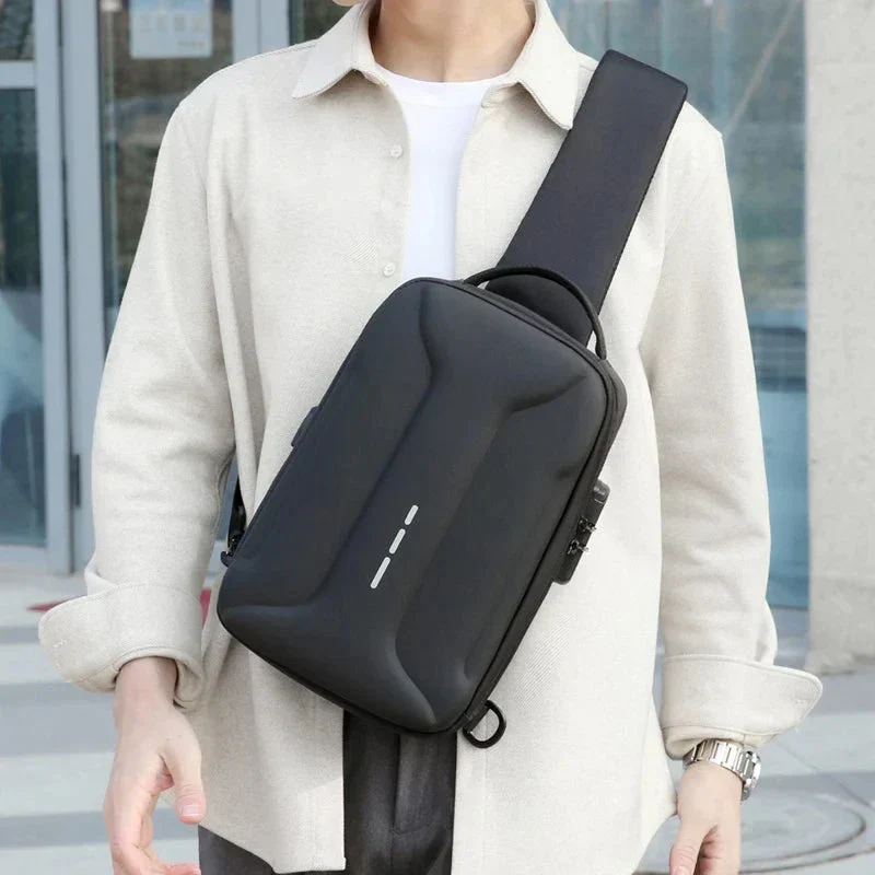Sac de Poitrine Antivol | Tissu Imperméable et Port Usb