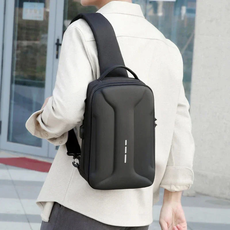 Sac de Poitrine Antivol | Tissu Imperméable et Port Usb