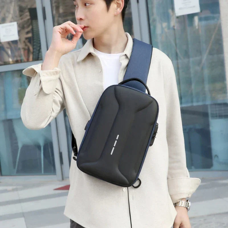 Sac de Poitrine Antivol | Tissu Imperméable et Port Usb