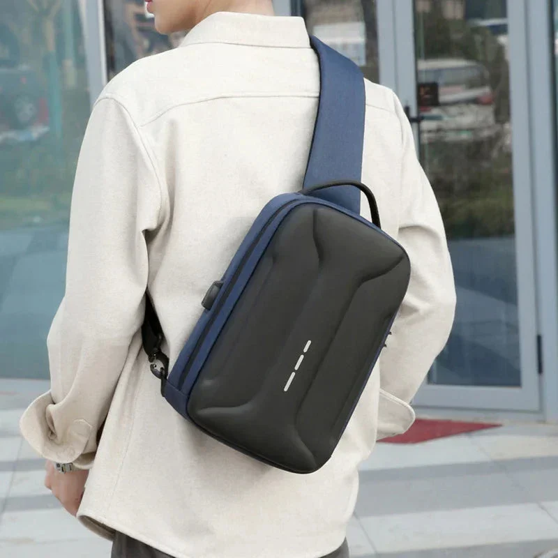 Sac de Poitrine Antivol | Tissu Imperméable et Port Usb
