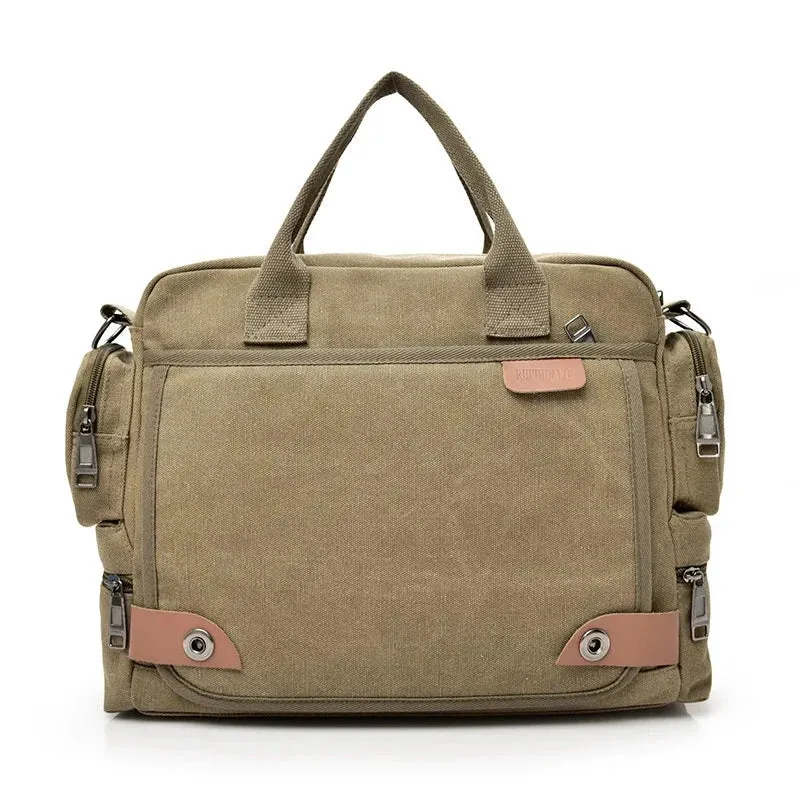 Sac Bandoulière Homme Vintage | Toile Canvas Multi-Compartiments