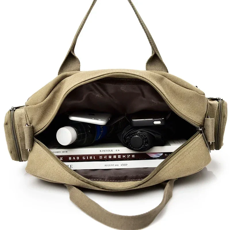 Sac Bandoulière Homme Vintage | Toile Canvas Multi-Compartiments