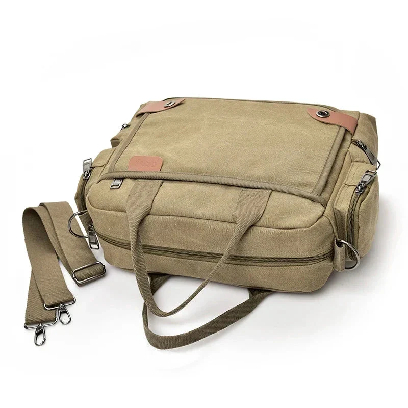 Sac Bandoulière Homme Vintage | Toile Canvas Multi-Compartiments