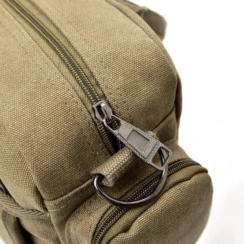Sac Bandoulière Homme Vintage | Toile Canvas Multi-Compartiments