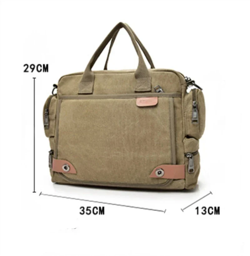Sac Bandoulière Homme Vintage | Toile Canvas Multi-Compartiments