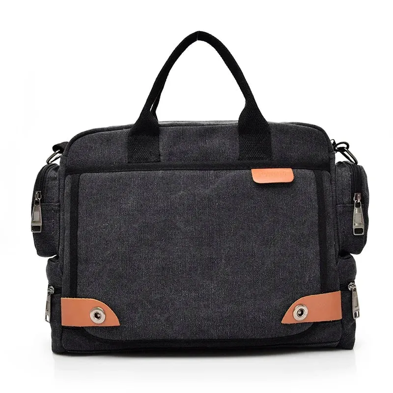 Sac Bandoulière Homme Vintage | Toile Canvas Multi-Compartiments
