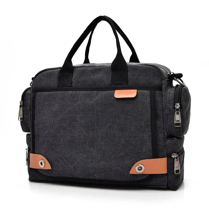Sac Bandoulière Homme Vintage | Toile Canvas Multi-Compartiments