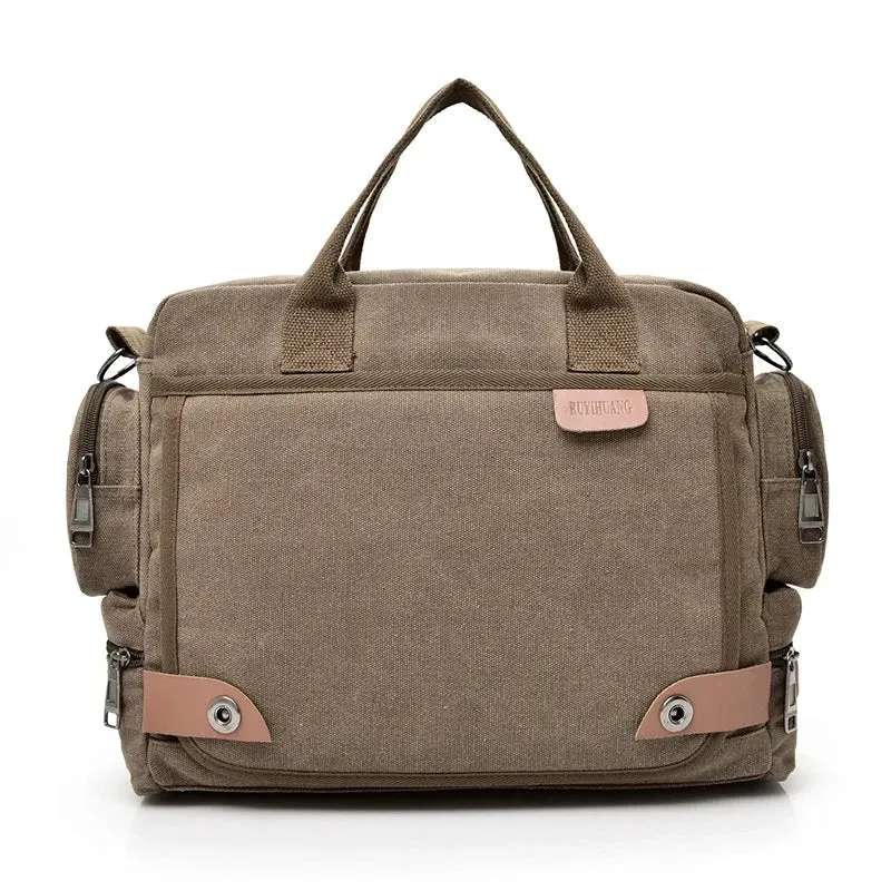 Sac Bandoulière Homme Vintage | Toile Canvas Multi-Compartiments