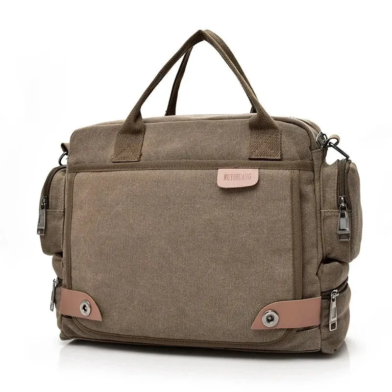 Sac Bandoulière Homme Vintage | Toile Canvas Multi-Compartiments