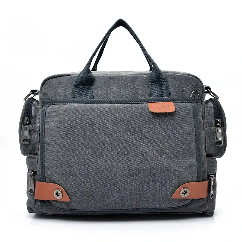 Sac Bandoulière Homme Vintage | Toile Canvas Multi-Compartiments