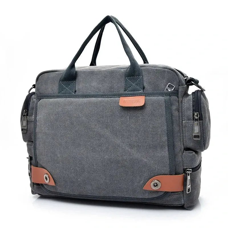 Sac Bandoulière Homme Vintage | Toile Canvas Multi-Compartiments