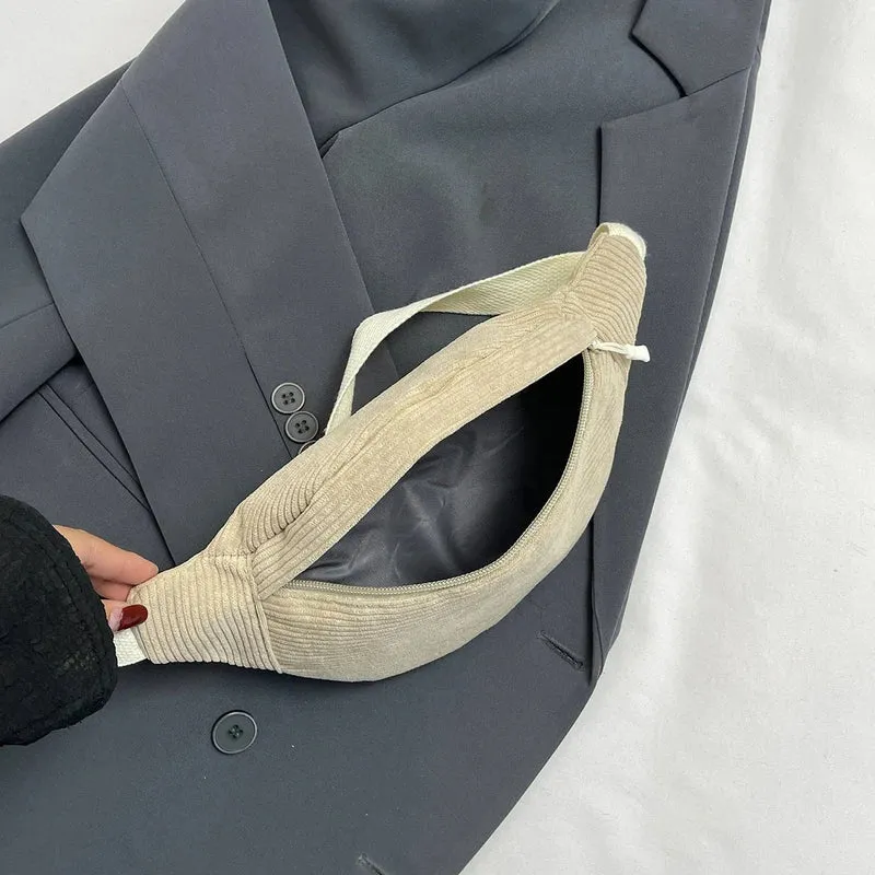 Sac Banane Femme Velours Côtelé | Sangle Ajustable Pratique