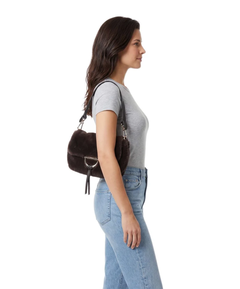 Abro Fur Temi Small Sac porté épaule dark brown