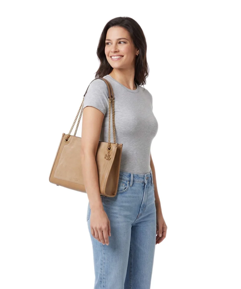 Lauren Ralph Lauren Bradley Medium Sac porté épaule camel
