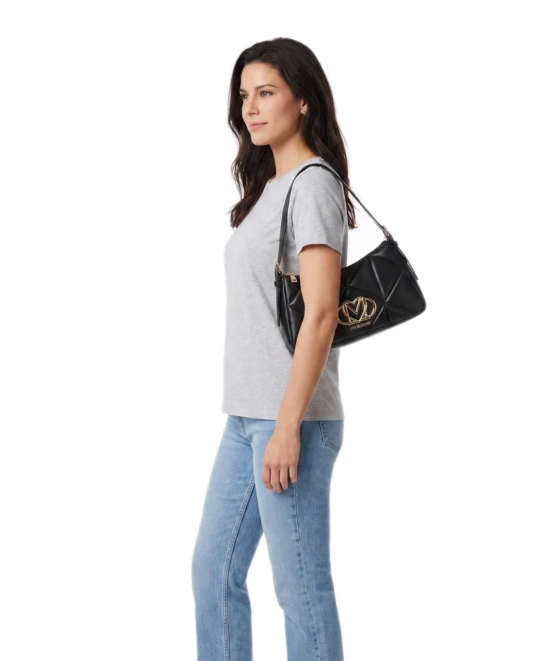 Love Moschino Embossed Q Sac porté épaule nero