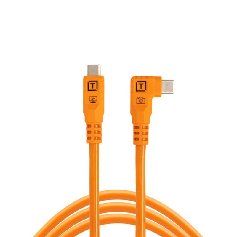 Câble Optima TetherPro 10G USB-C Droit à Angle-Droit Orange 6pi