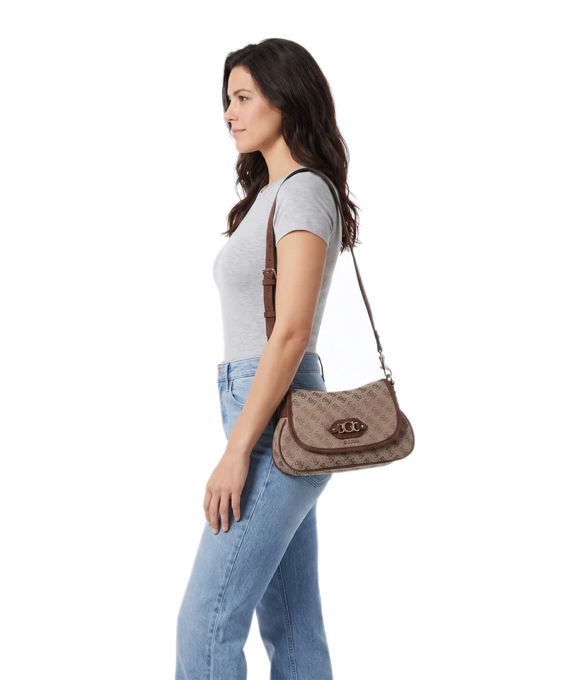 Guess Samantha Sac porté épaule latte logo/brown