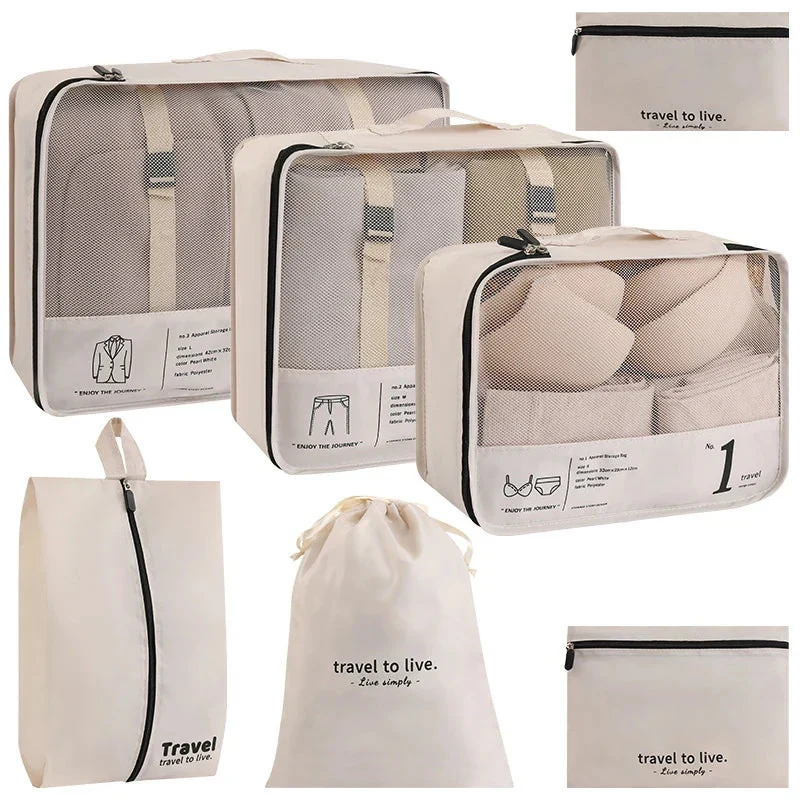 Cubes de Rangement Voyage Polyester | Lot de 7 Organisateurs Pratiques