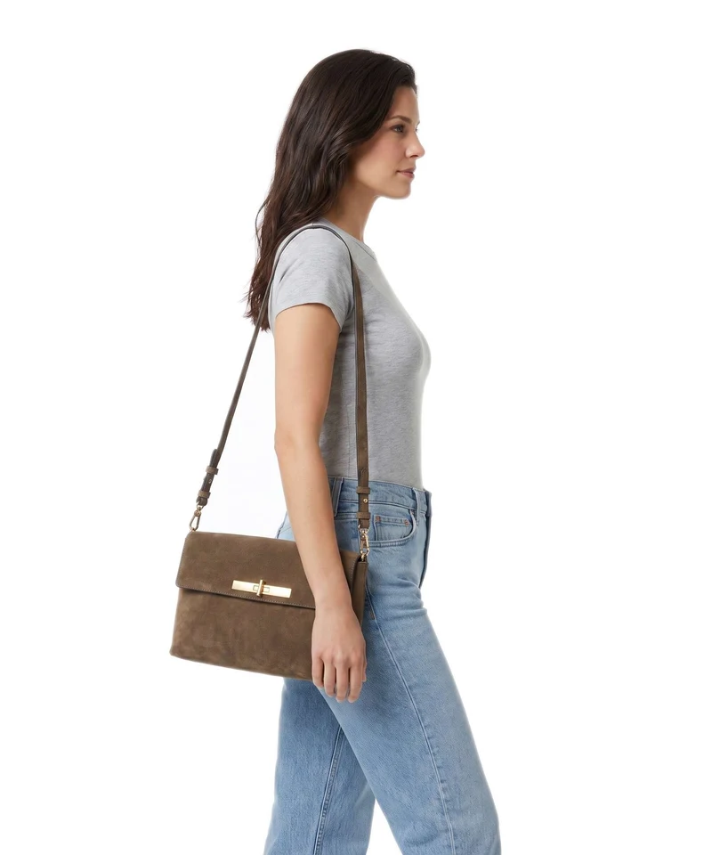 Abro Suede Twist Sac porté épaule khaki