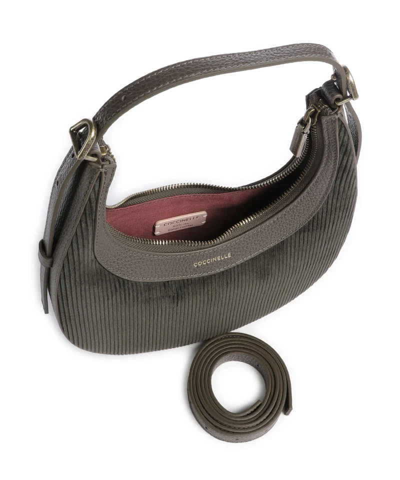 Coccinelle Whisper Corduroy Sac porté épaule fango