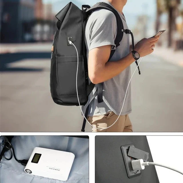 Sac à Dos Imperméable Usb | Roll Top Antivol