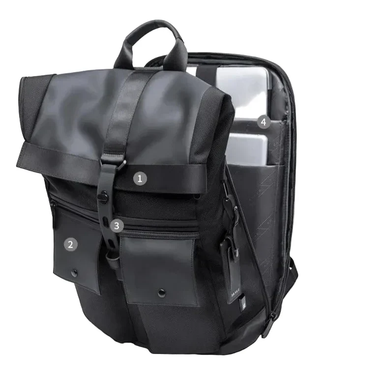 Sac à Dos Imperméable Roll Top | Antivol et Port Usb Intégré