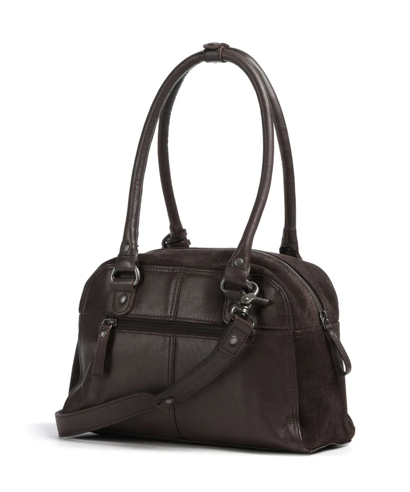 Spikes & Sparrow Suede Mix Sienna Sac porté épaule dark brown