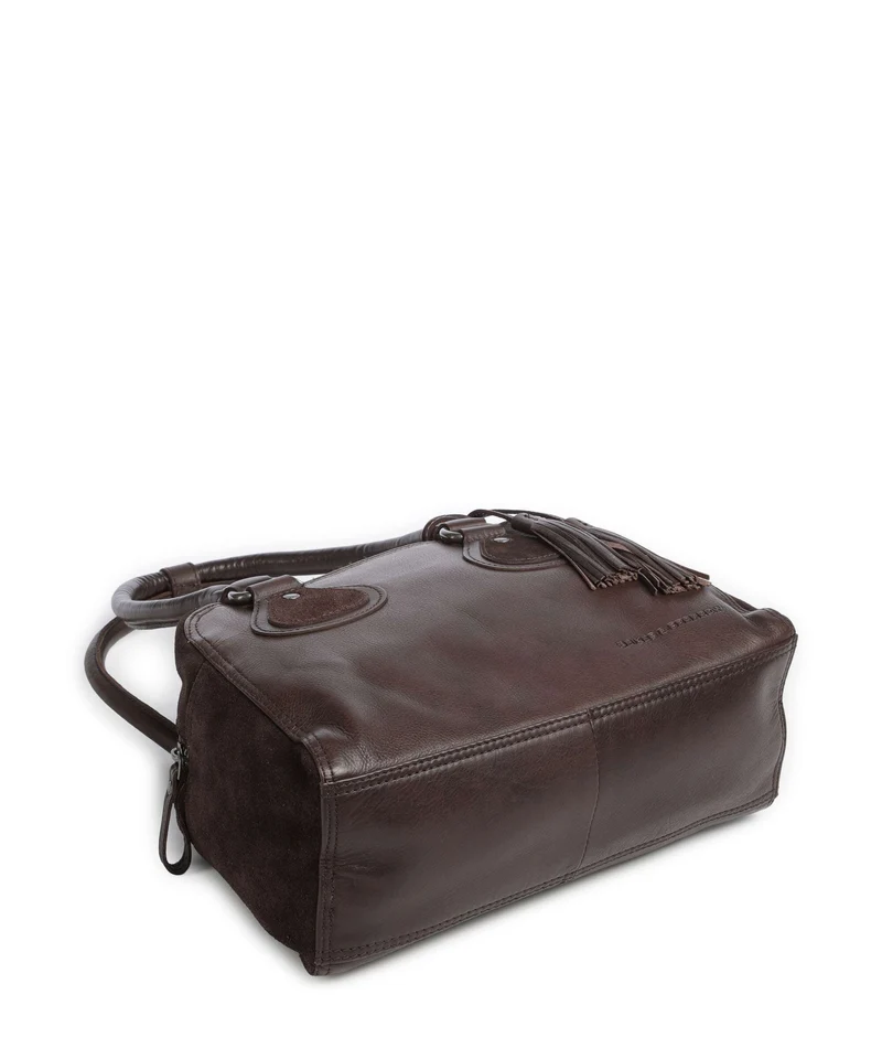 Spikes & Sparrow Suede Mix Sienna Sac porté épaule dark brown