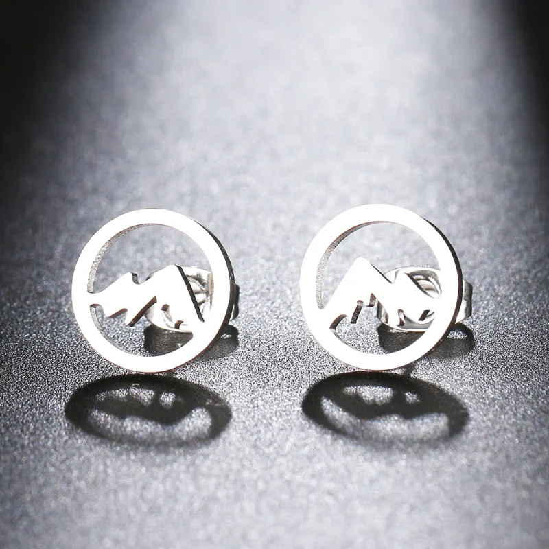 Boucle d'Oreille Montagne en Acier Inoxydable