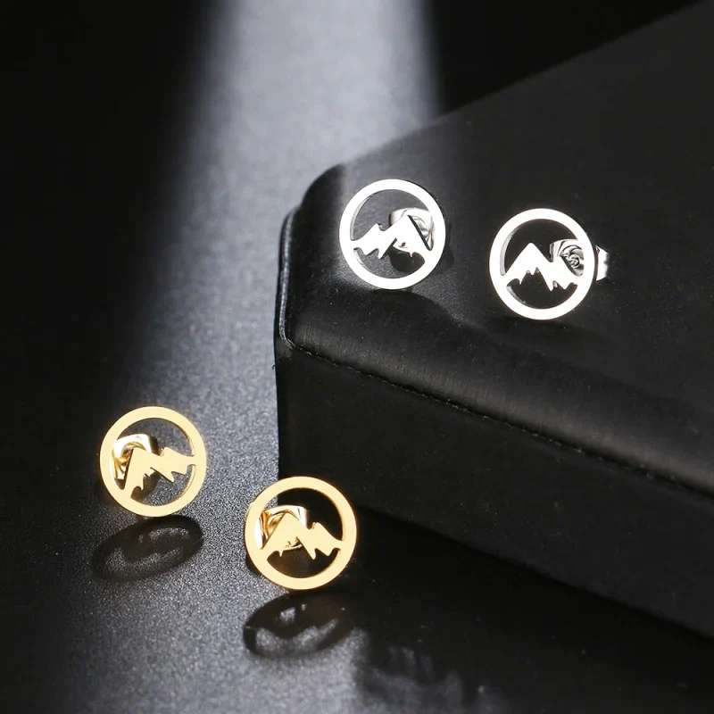 Boucle d'Oreille Montagne en Acier Inoxydable