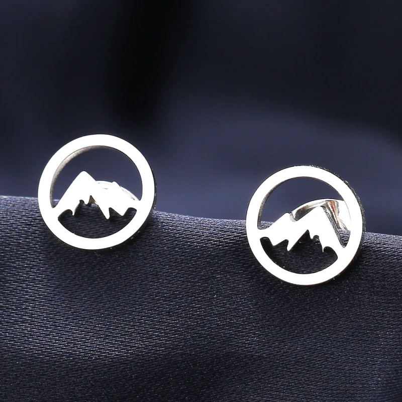 Boucle d'Oreille Montagne en Acier Inoxydable