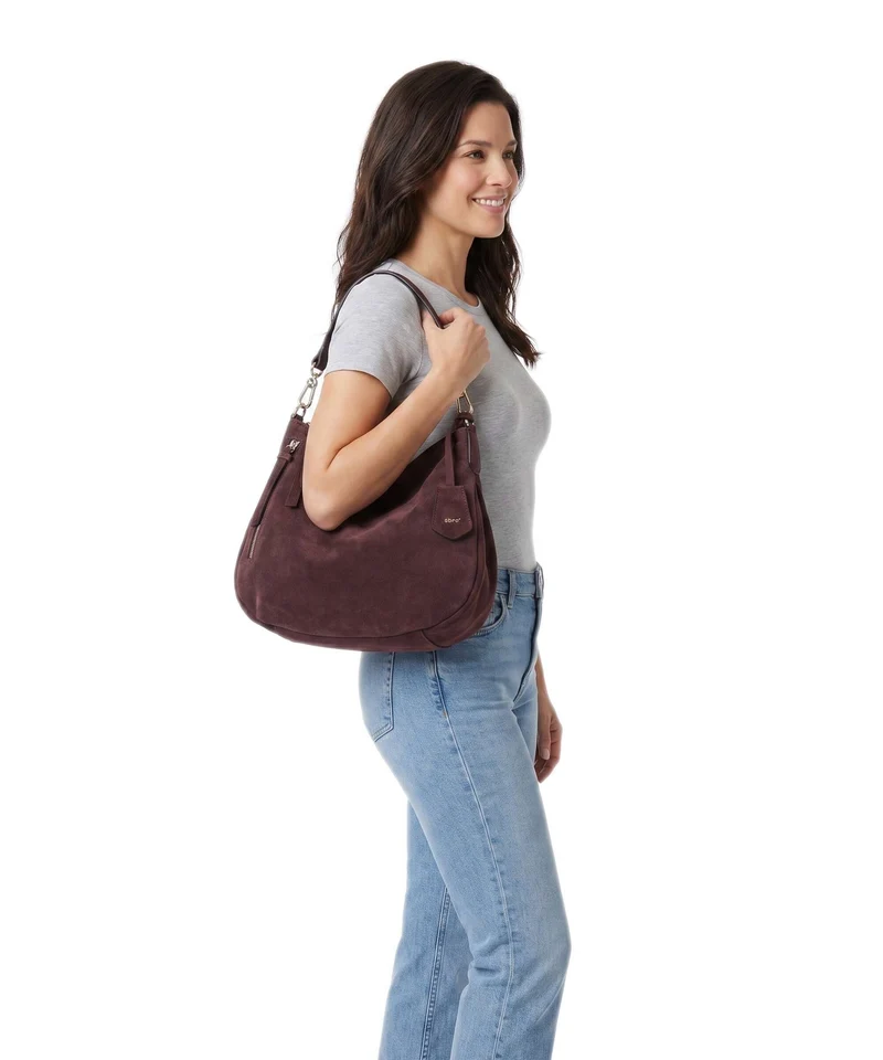 Abro Suede Juna Small Sac fourre-tout burgundy