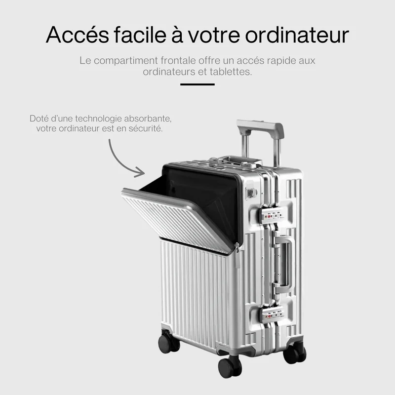 Valise Rigide Grande Capacité | Aluminium et Ports Usb