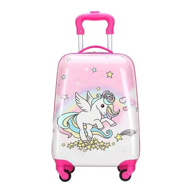 Valise Licorne Enfant | Rigide Rose à Roulettes