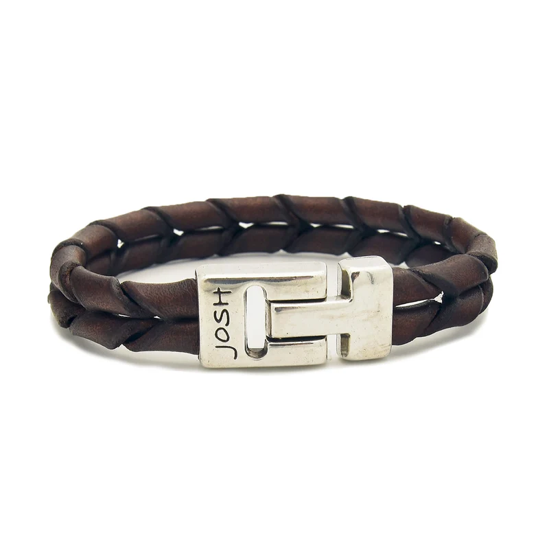 Josh Leather Bracelet 09284-BRA-S/BROWN/L