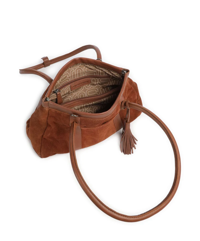 Spikes & Sparrow Suede Mix Milania Sac porté épaule mocca