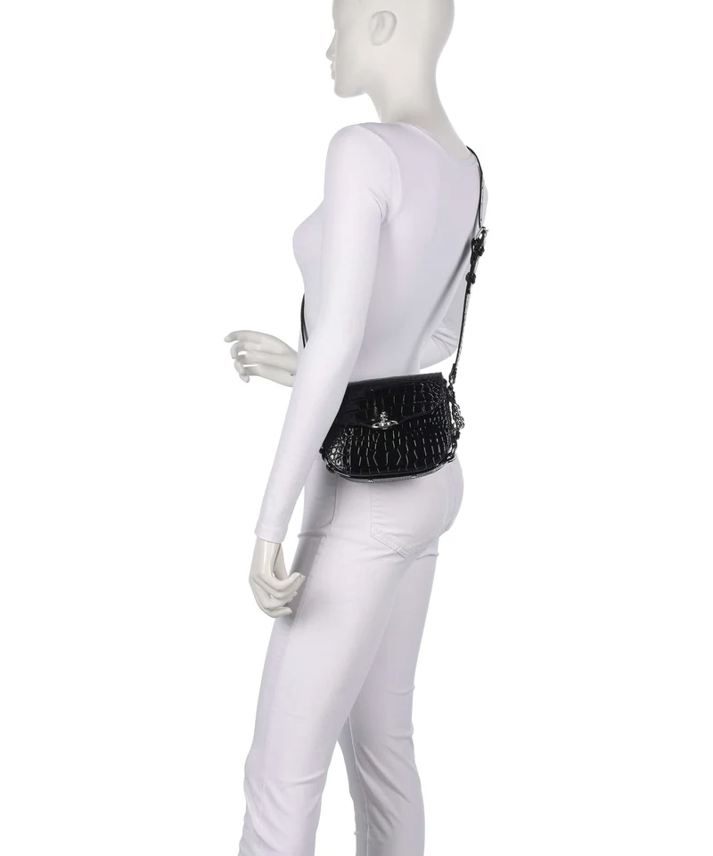 Vivienne Westwood Hunter Embossed Croc Sac bandoulière black