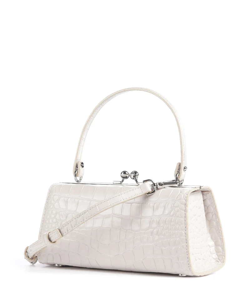 Vivienne Westwood Doll Frame Embossed Croc XL Sac à main pearl white