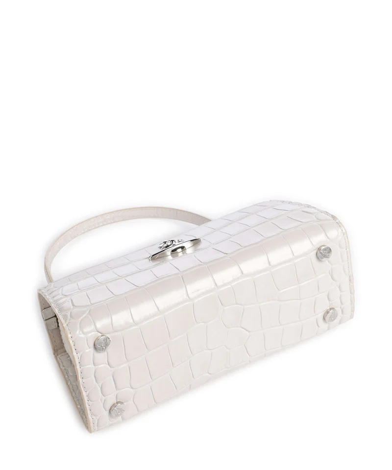Vivienne Westwood Doll Frame Embossed Croc XL Sac à main pearl white