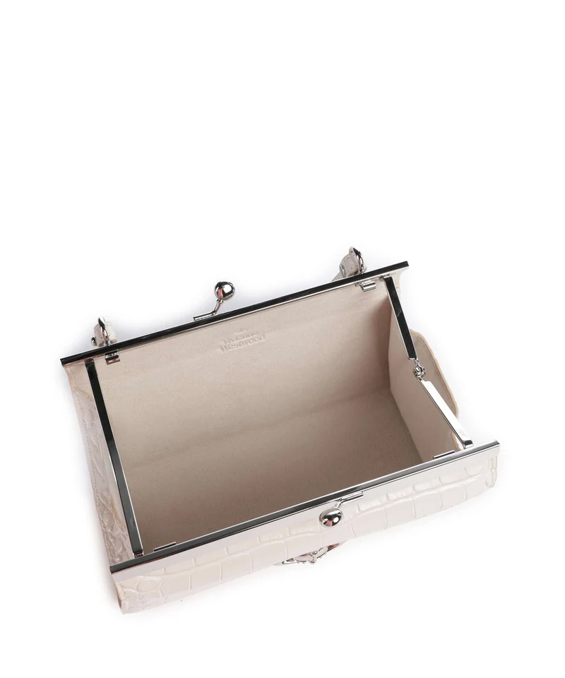 Vivienne Westwood Doll Frame Embossed Croc XL Sac à main pearl white